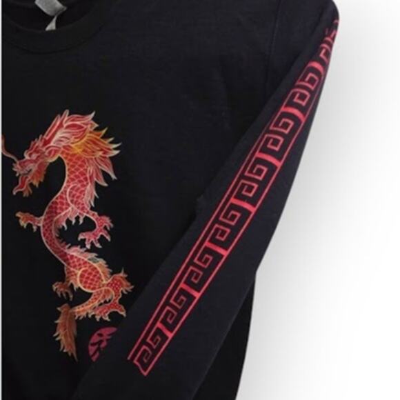 Black‎ Dragon Graphic Sweatshirt Men's Size M Heavy Blend - Picture 4 of 7